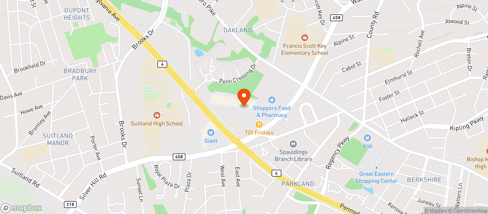 Map showing Penn Station Liquors