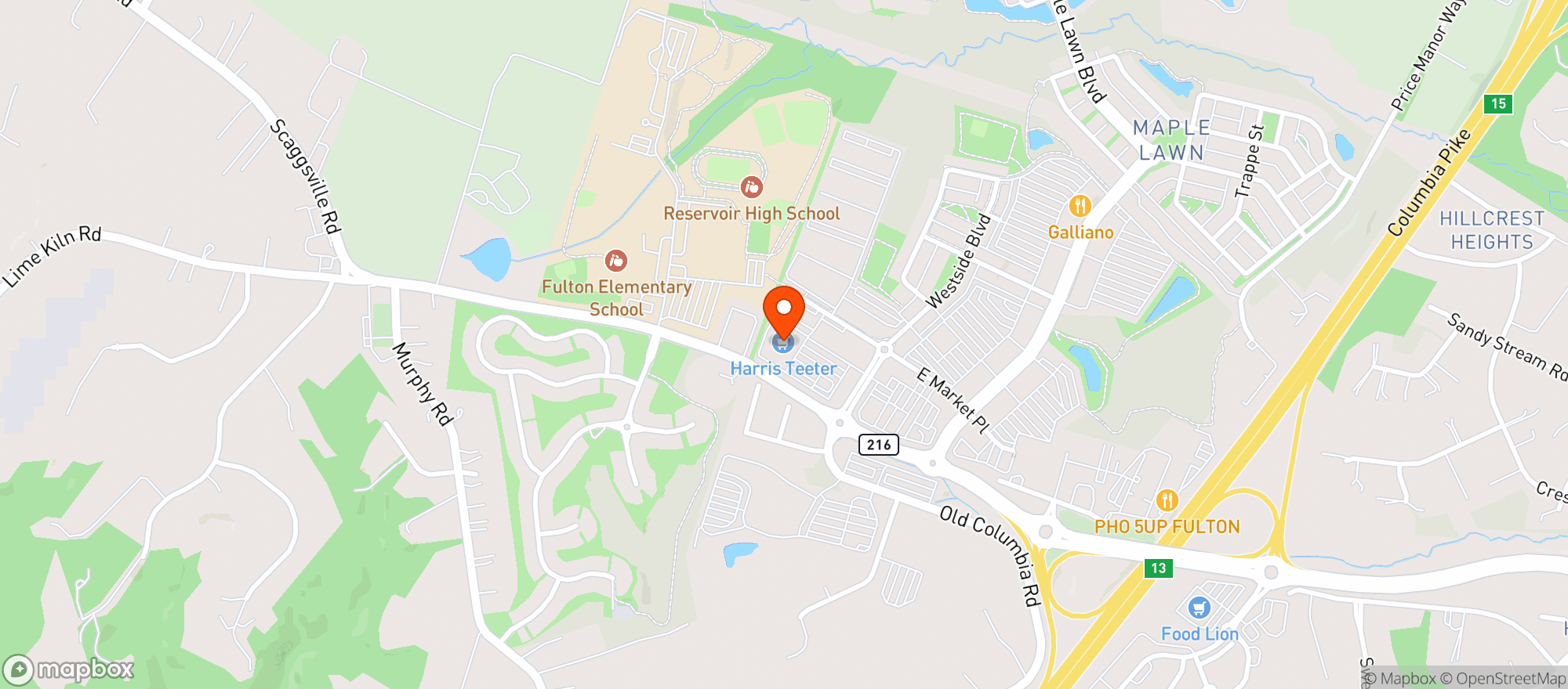 Map showing Harris Teeter