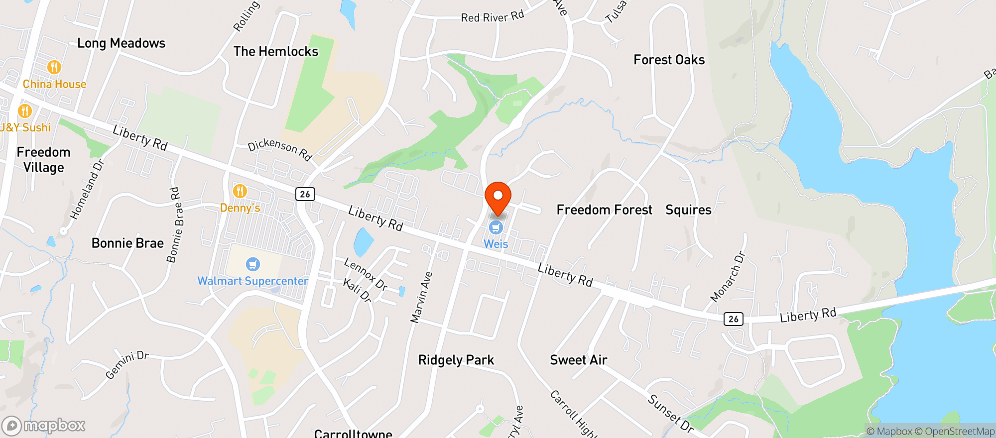 Map showing Weis Markets #292