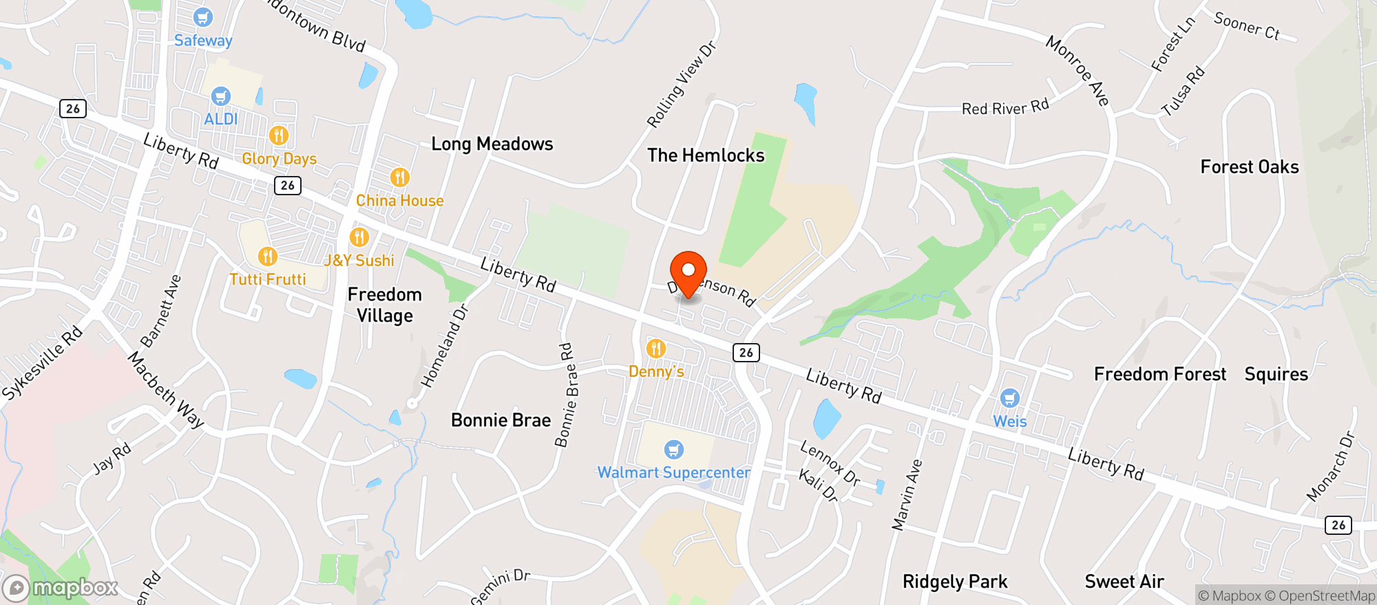 Map showing Carrolltown Liquors