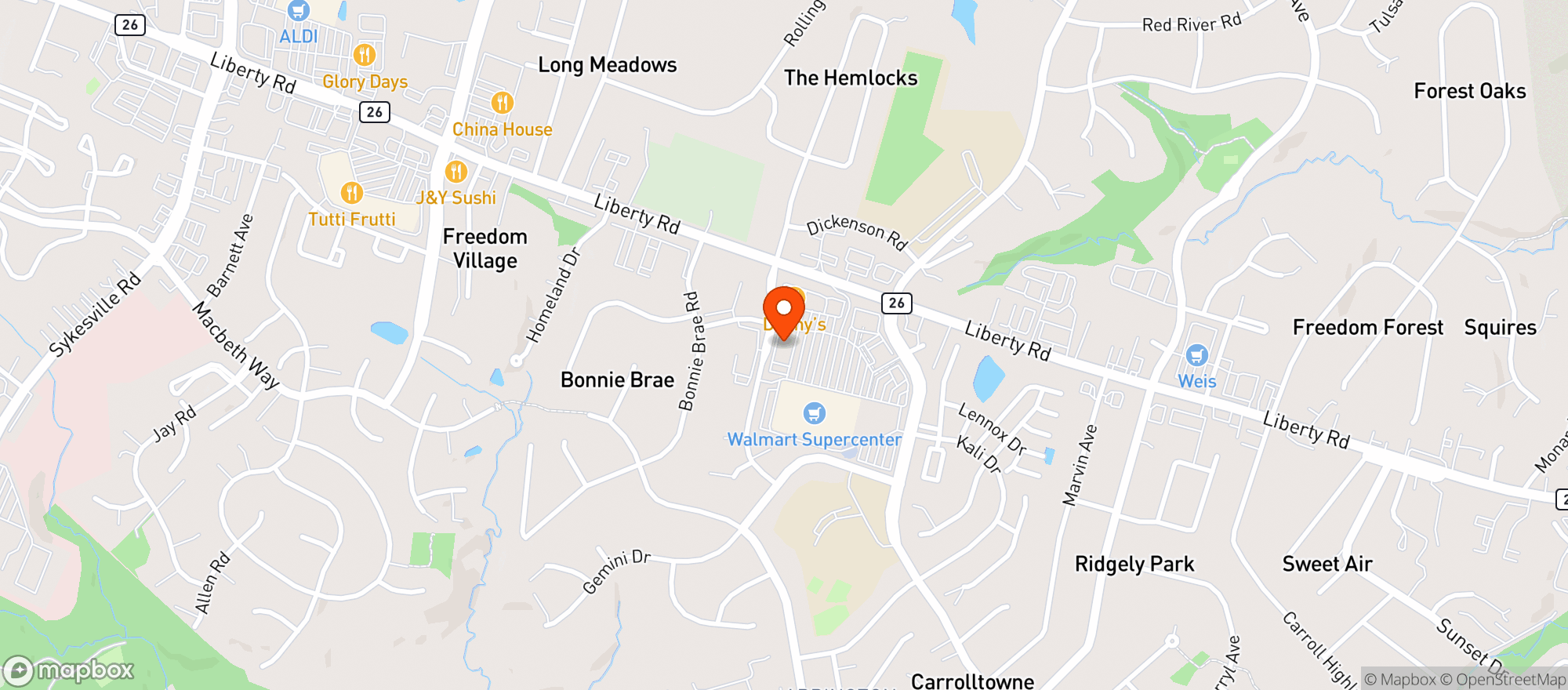 Map showing Sunny's Fine Wine and Spirits