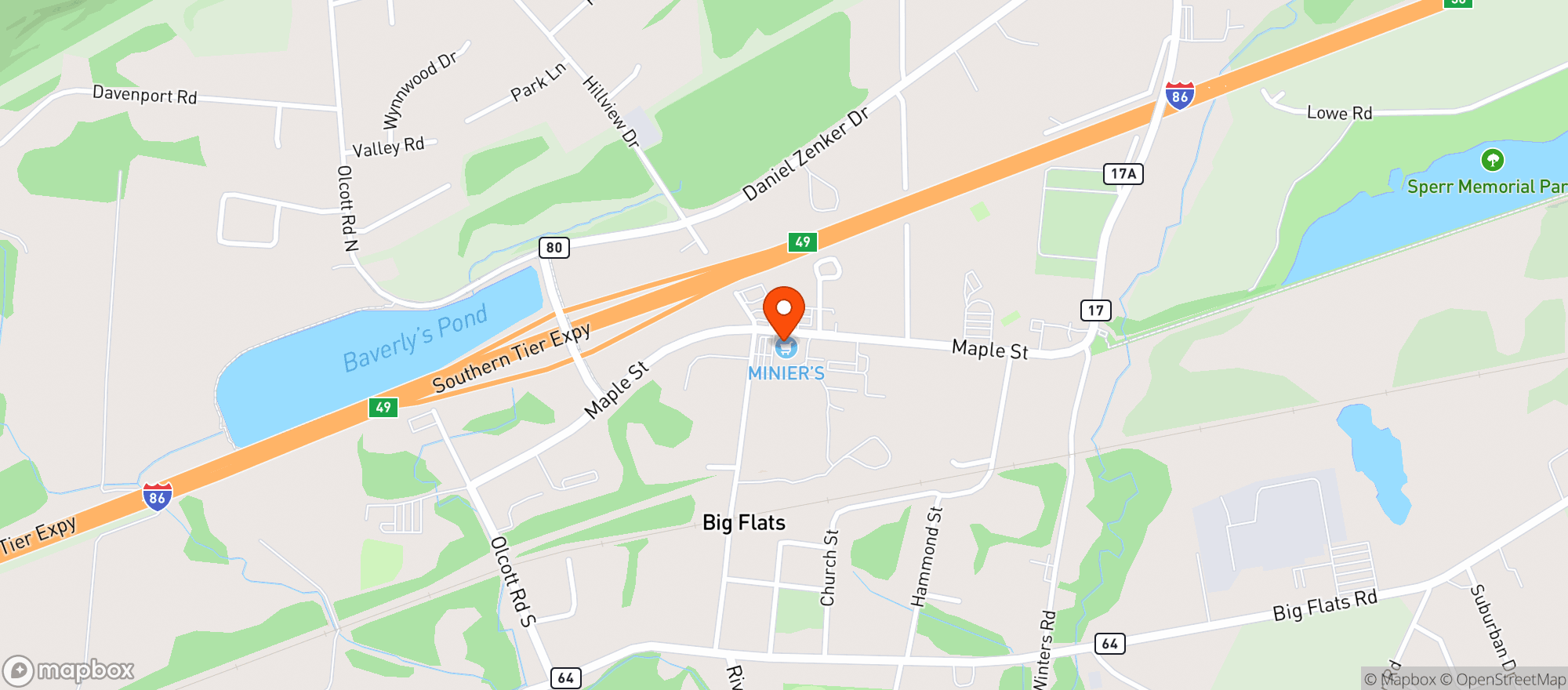Map showing Minier Shurfine Market