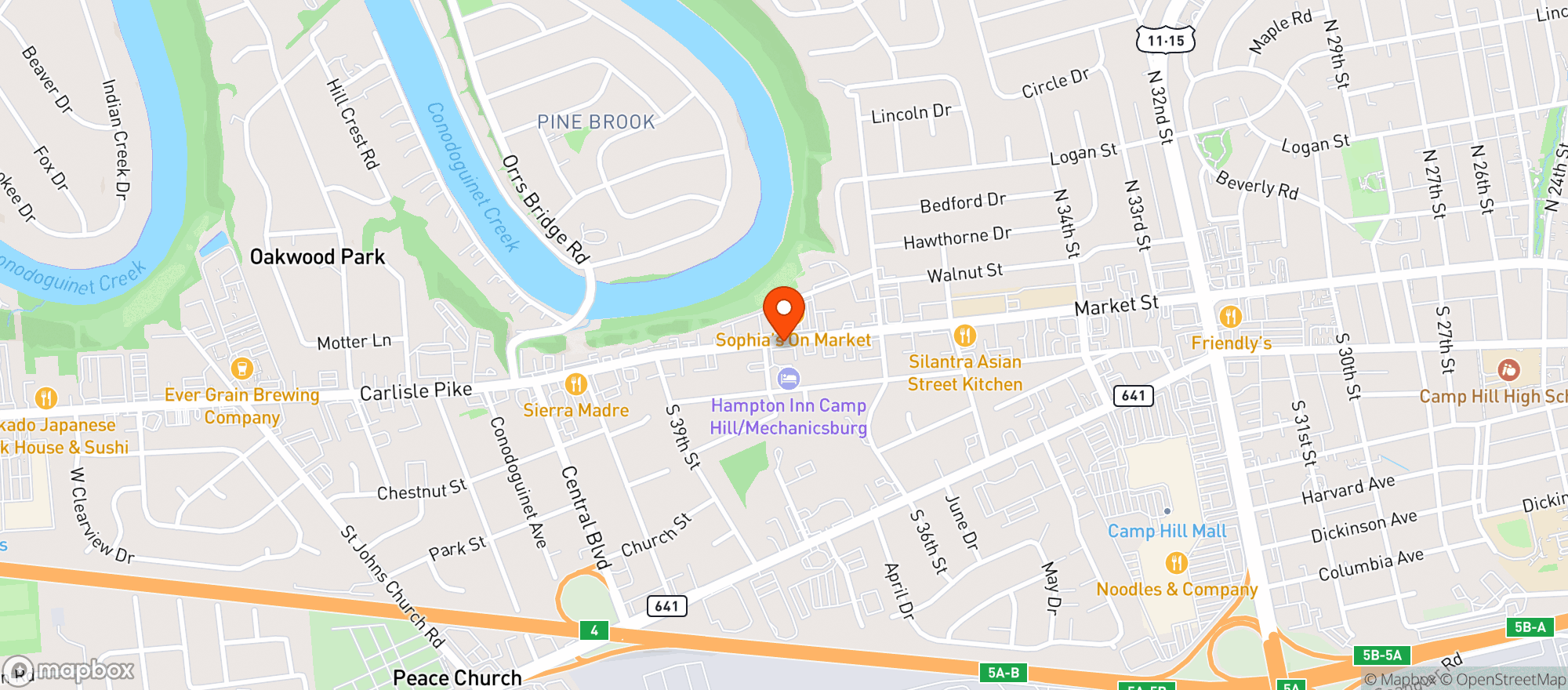 Map showing El Sol Mexican Restaurant