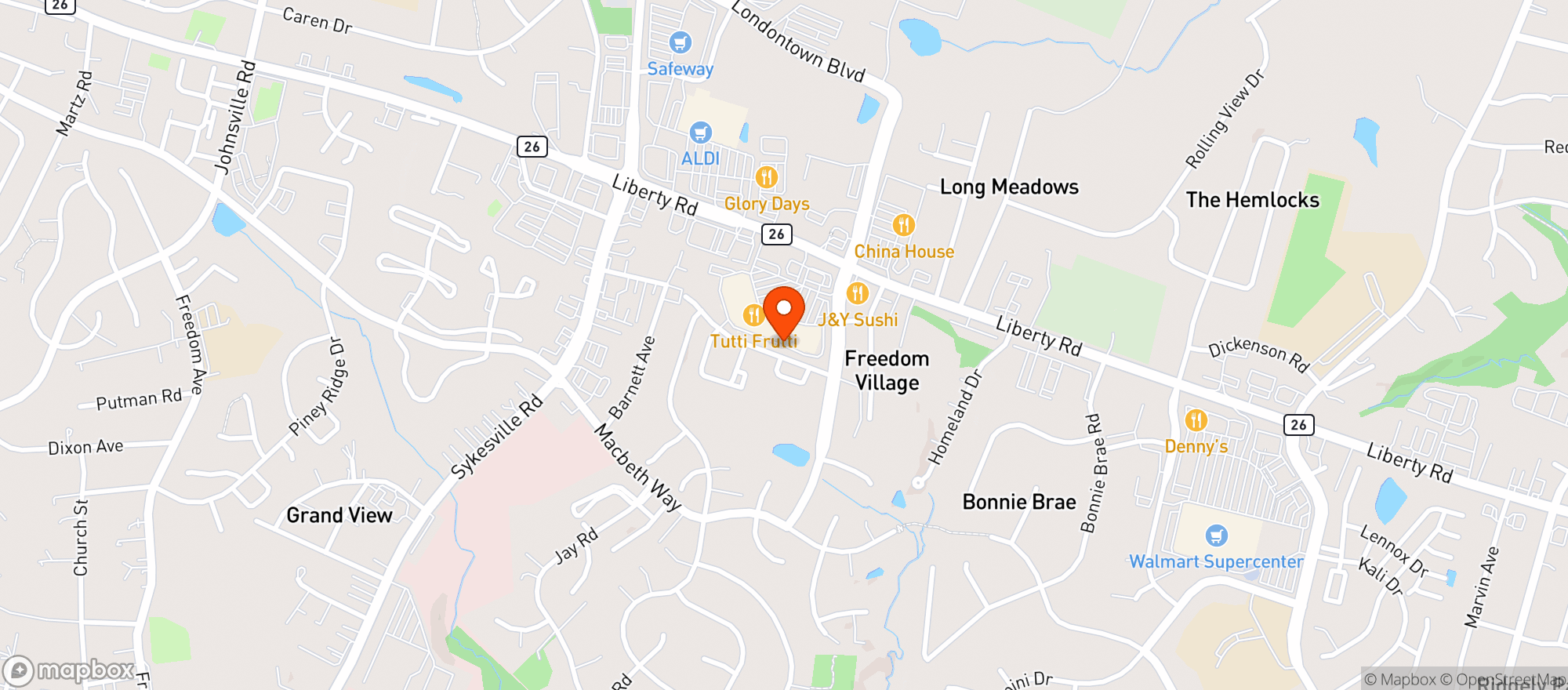 Map showing Piney Run Liquors