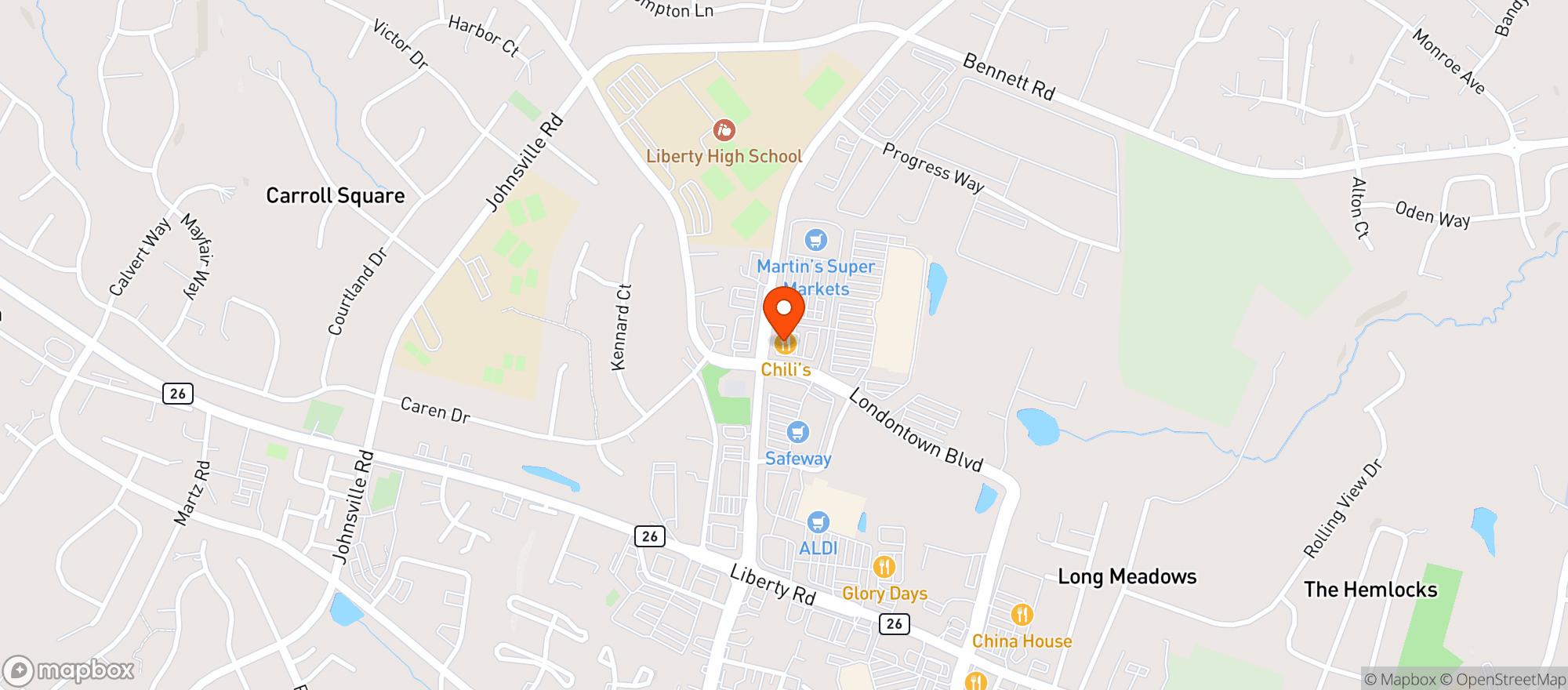 Map showing Chilis Grill & Bar
