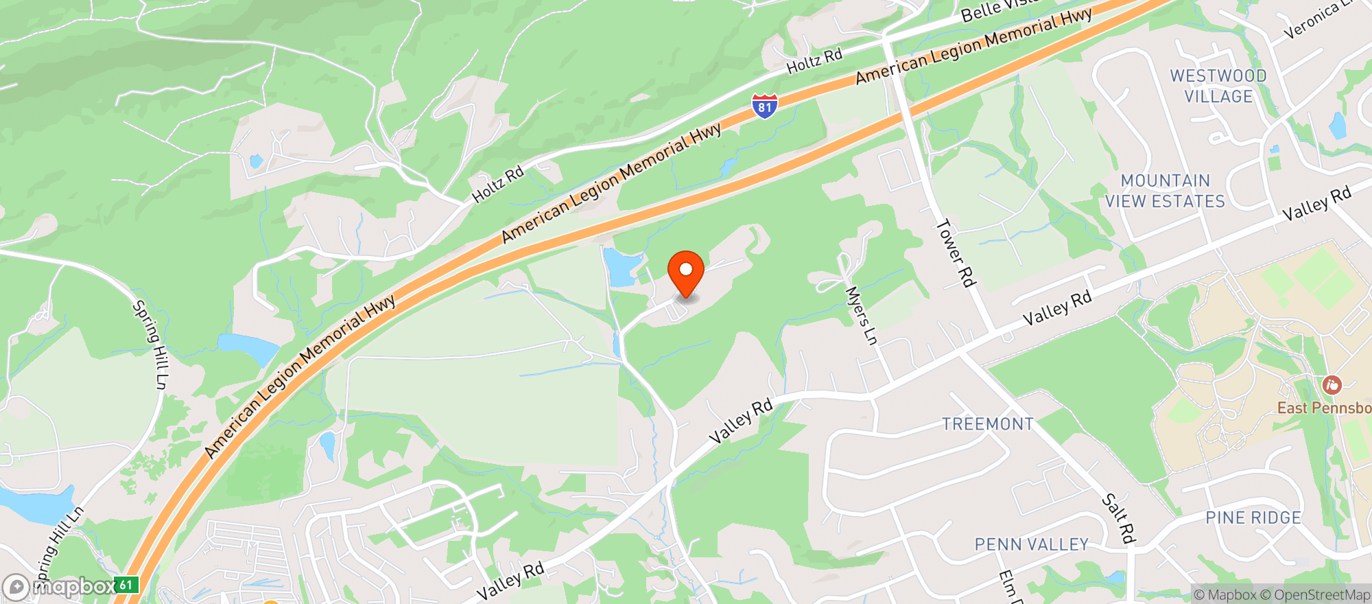 Map showing Enola Sportsmens Association