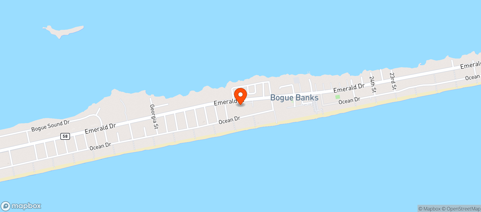 Map showing Emerald Isle Mart