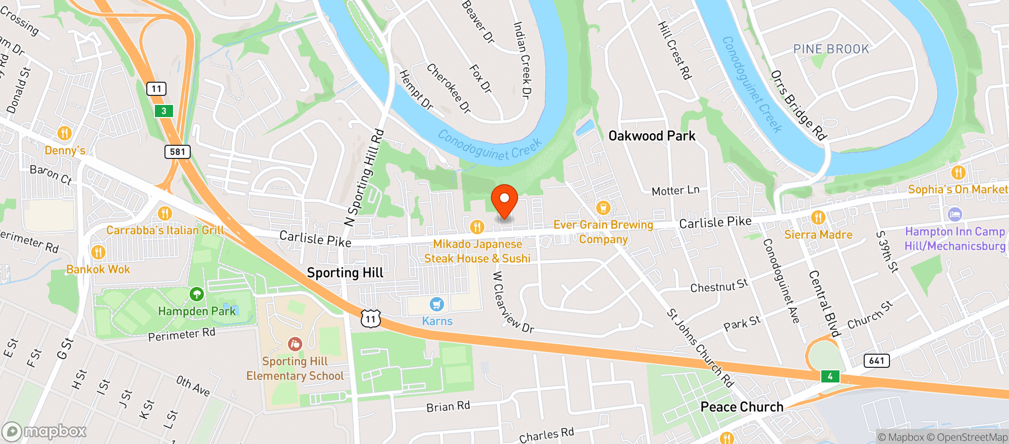 Map showing Aroogas Grille House