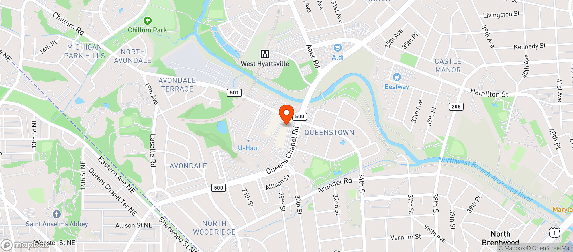 Map showing Queens Chapel Liqs