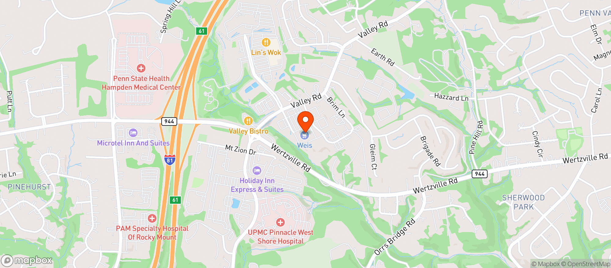 Map showing Weis Markets #225