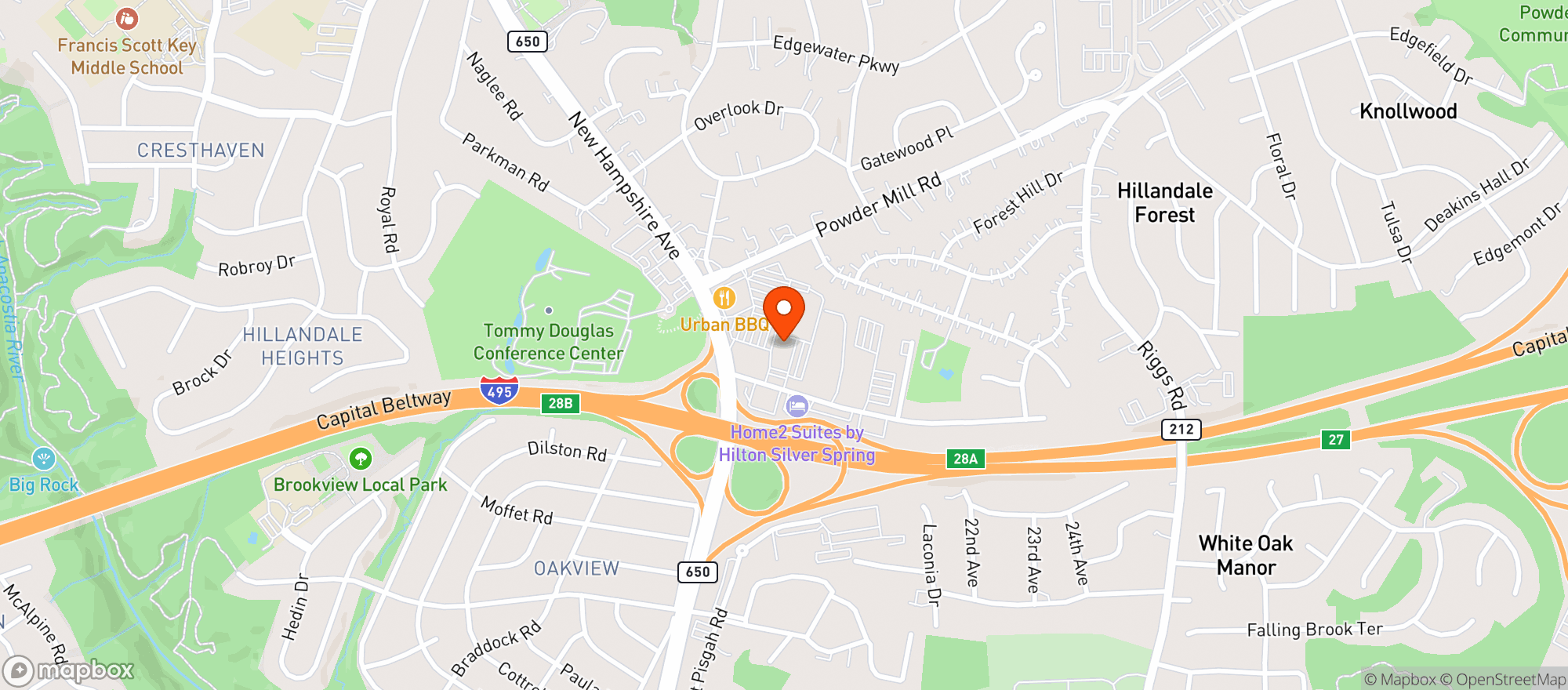 Map showing Hillandale Beer & Wine