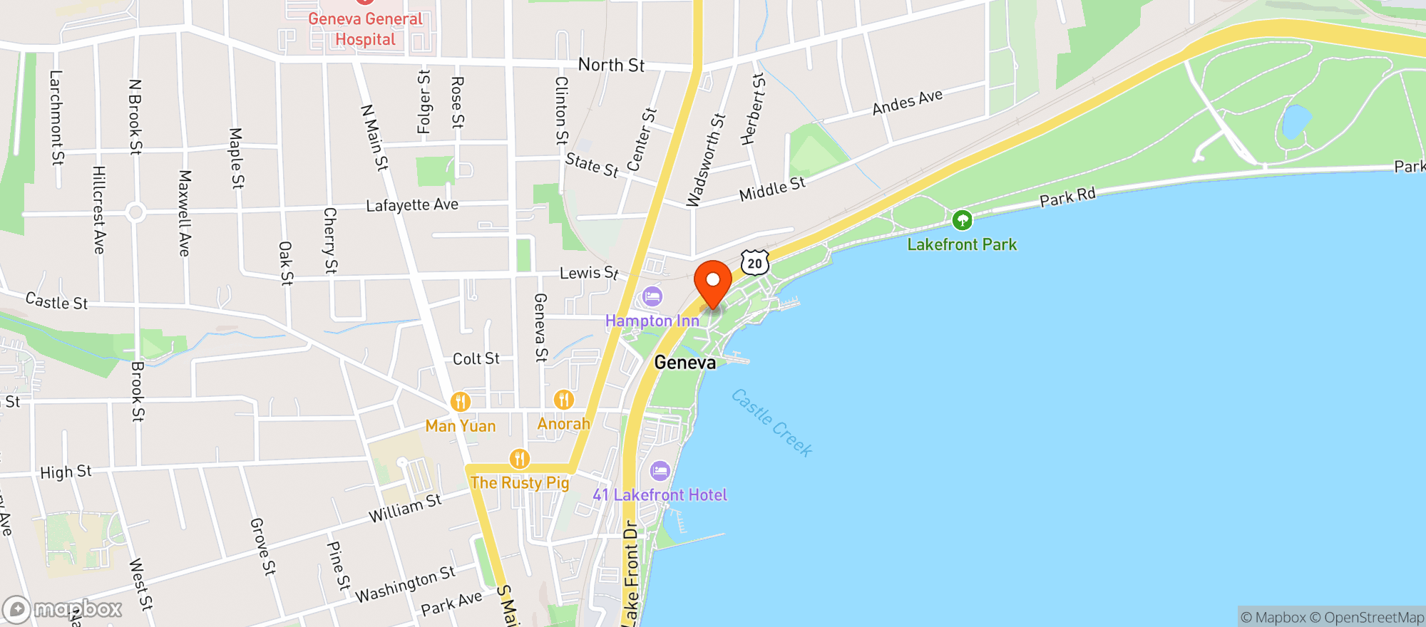 Map showing Lakefront Park