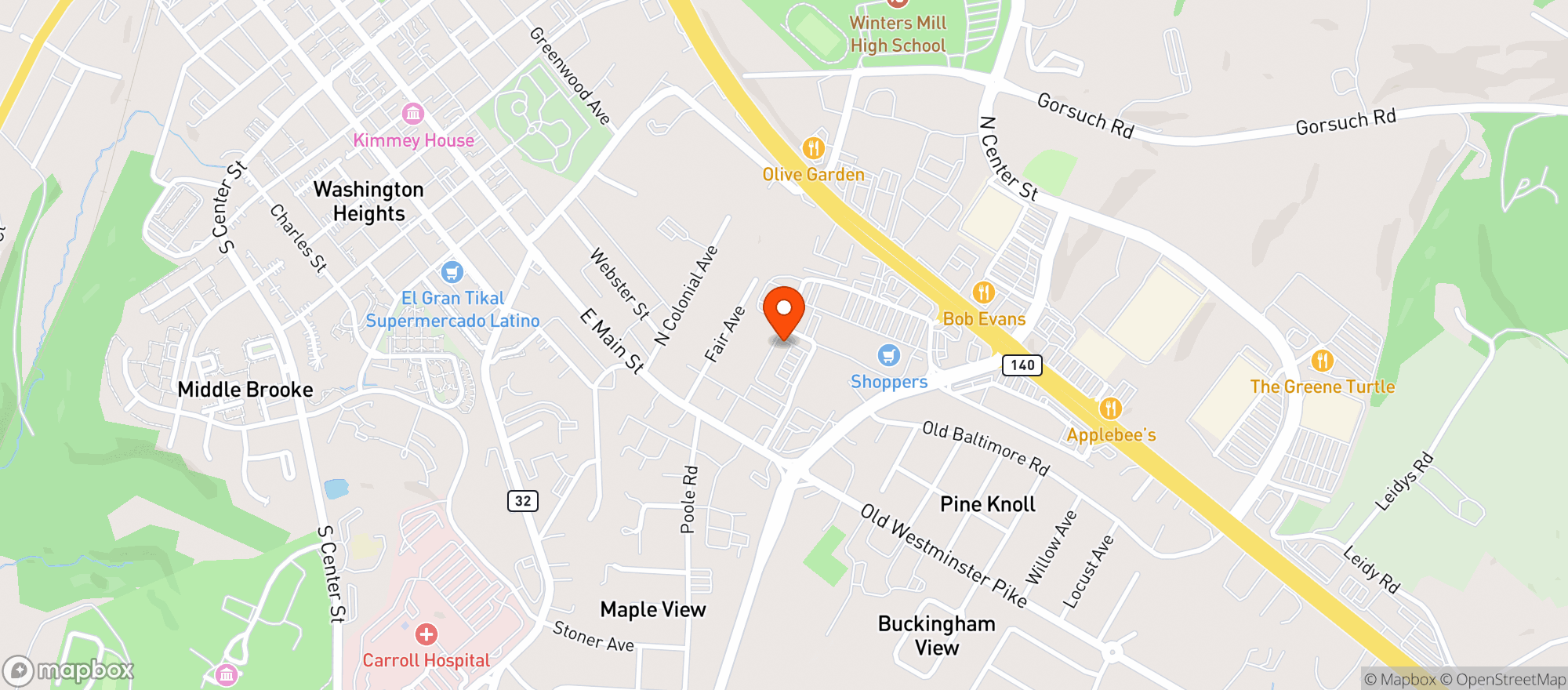 Map showing The Dispensary