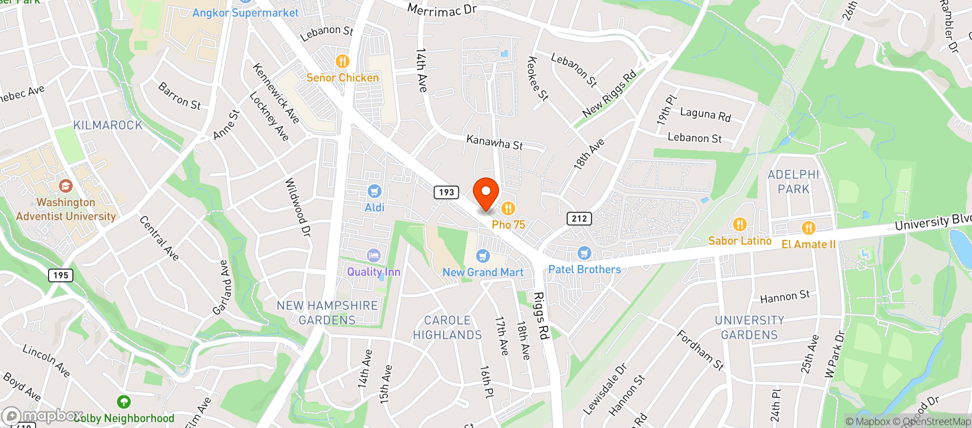 Map showing LA Caverna Sports Bar & Grill