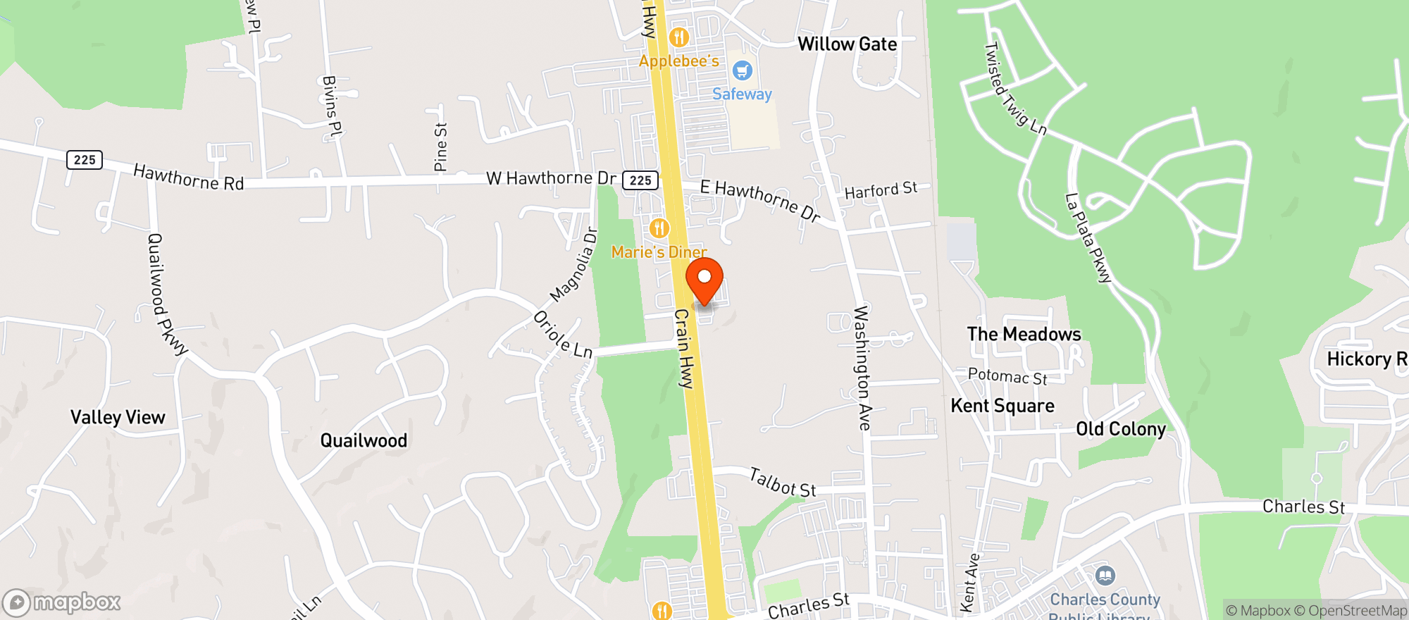 Map showing Colonial Liquors