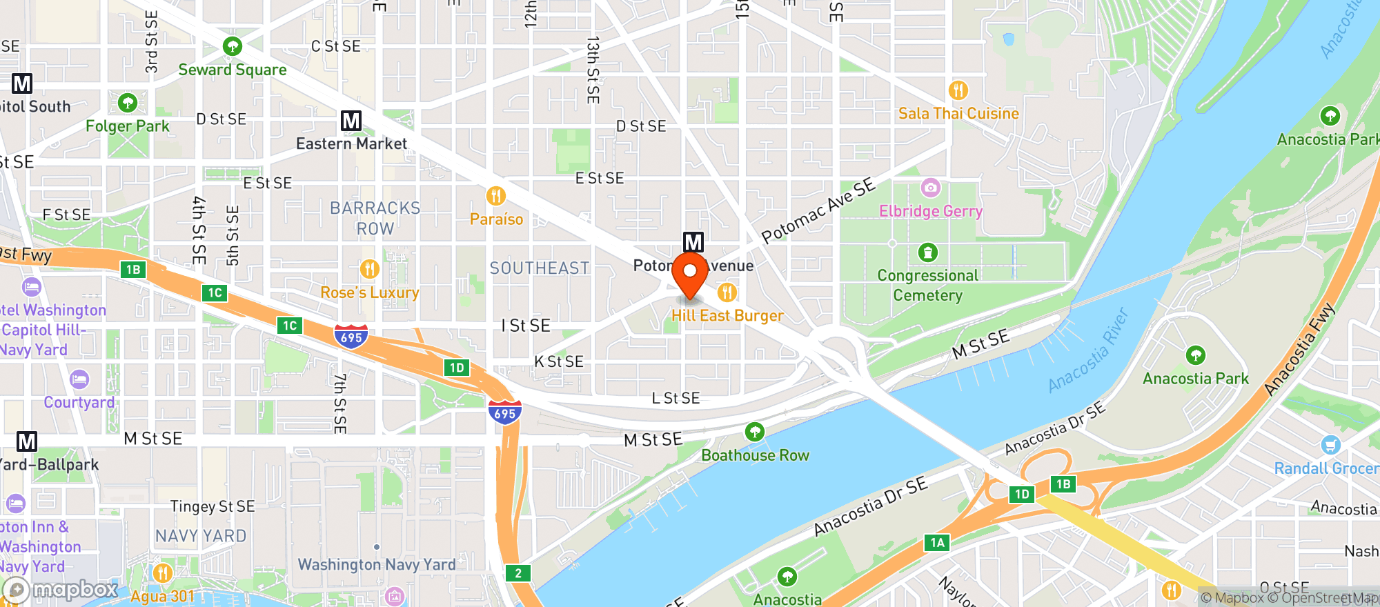 Map showing The Roost