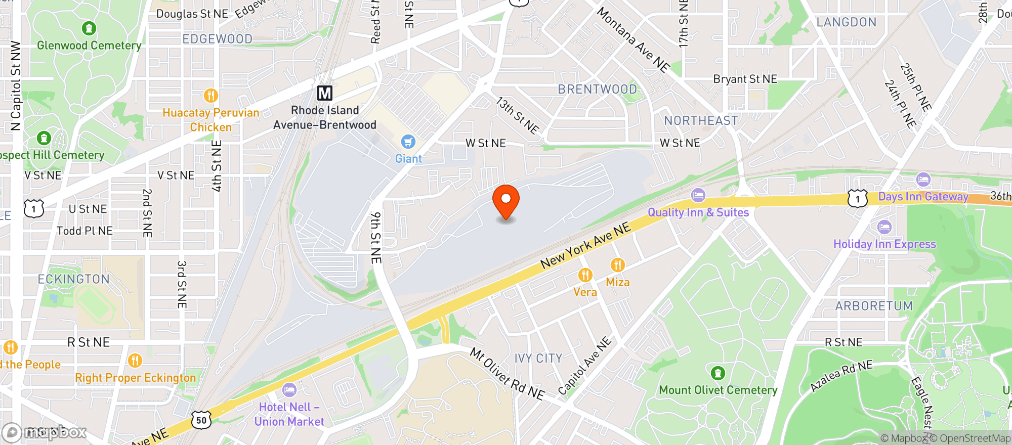 Map showing Amtrak