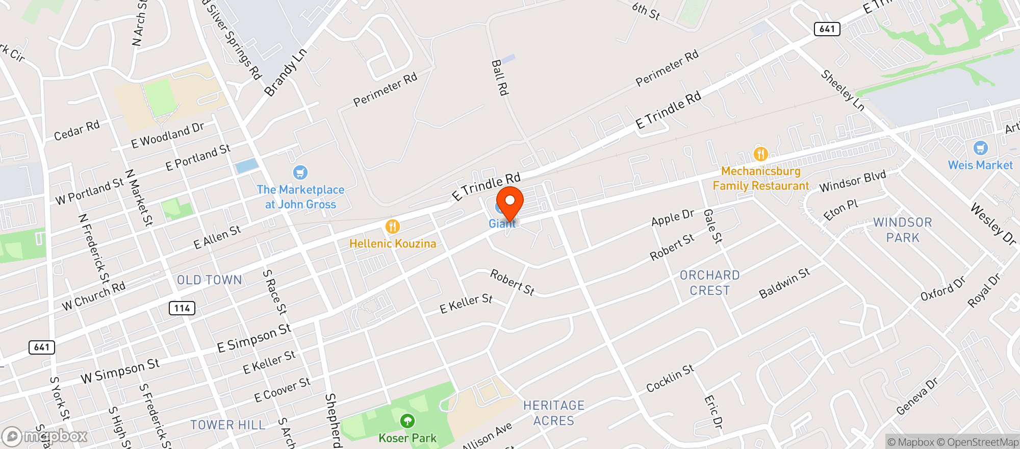 Map showing Giant Food Store