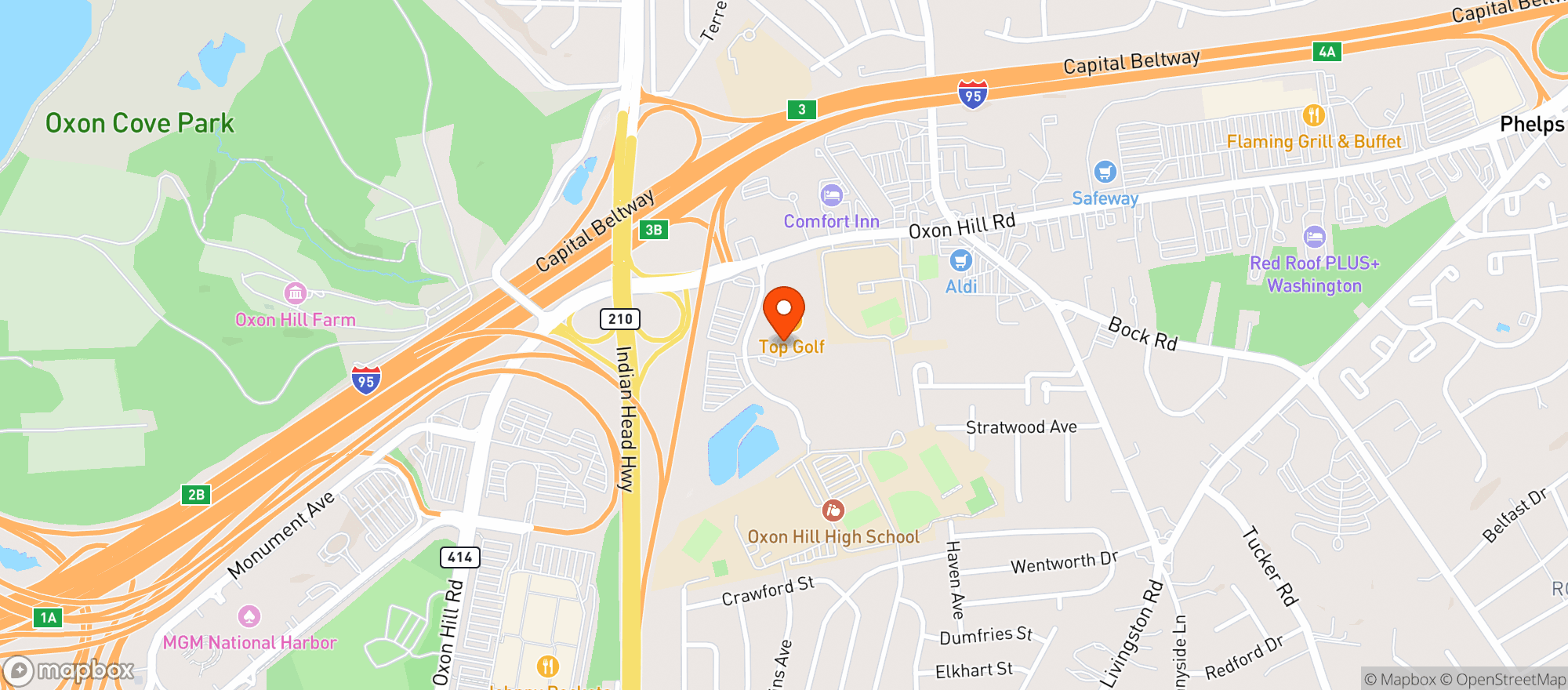 Map showing Topgolf