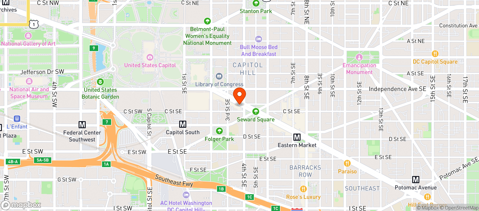 Map showing Capitol Hill Wine & Spirits