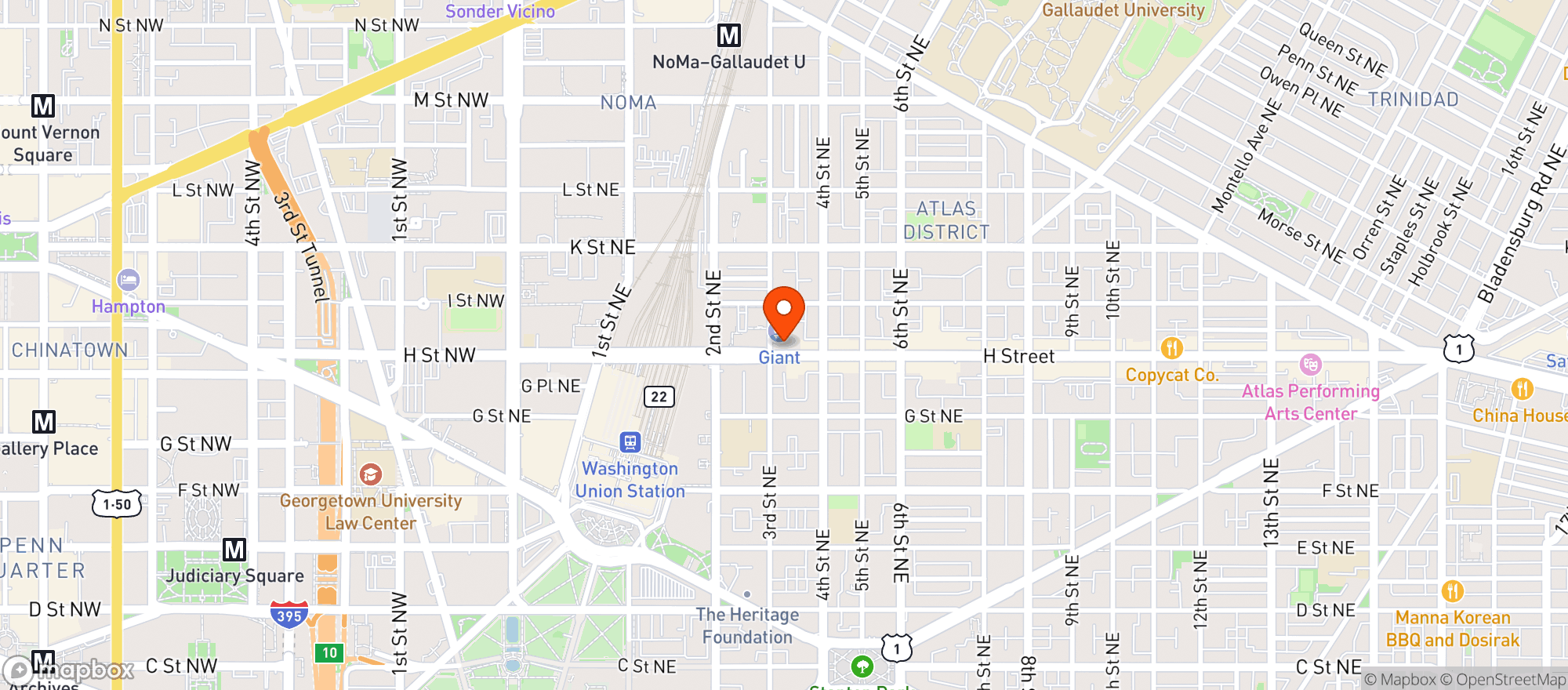 Map showing Giant