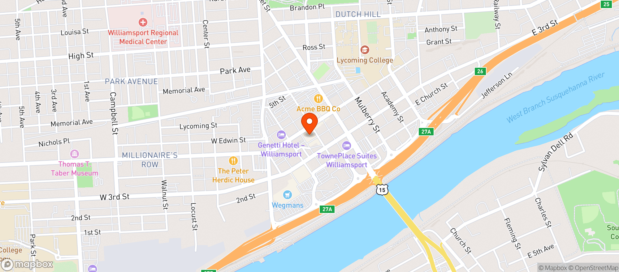 Map showing The Brickyard & The Stone House