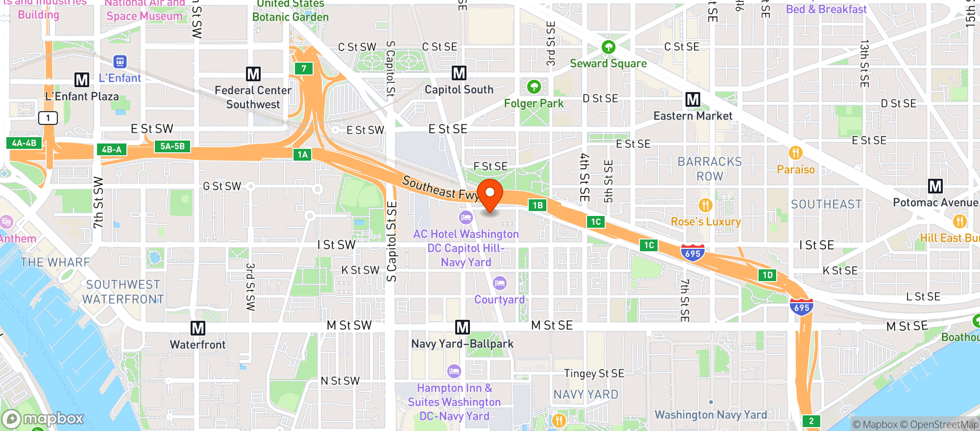 Map showing Whole Foods - South Capitol