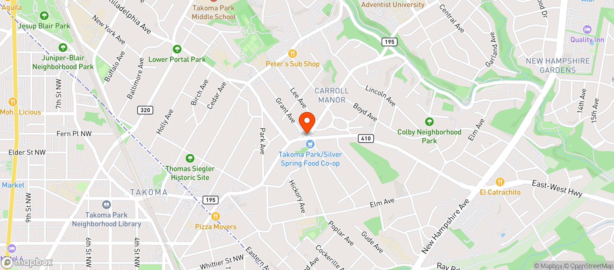Map showing Seoul Food - Takoma