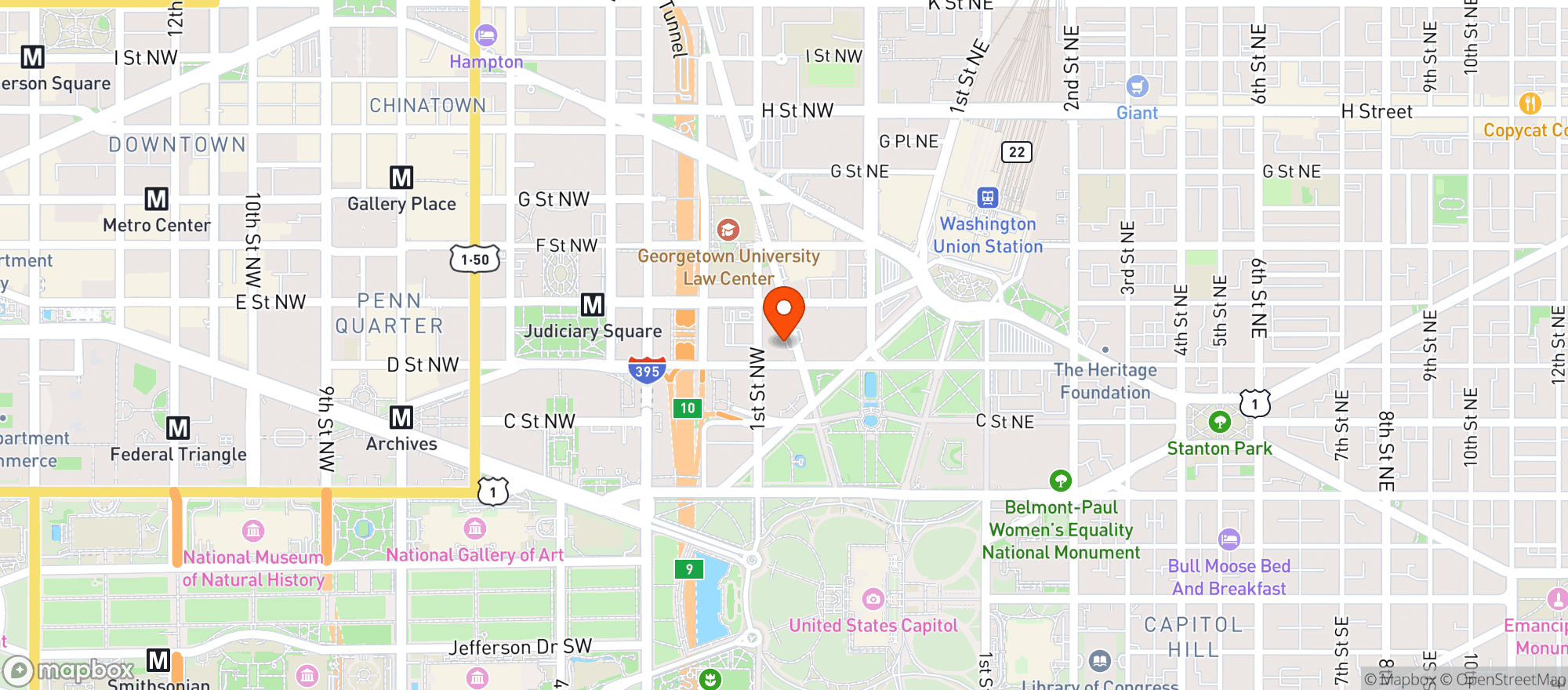 Map showing Hyatt Regency Washington On Capitol Hill
