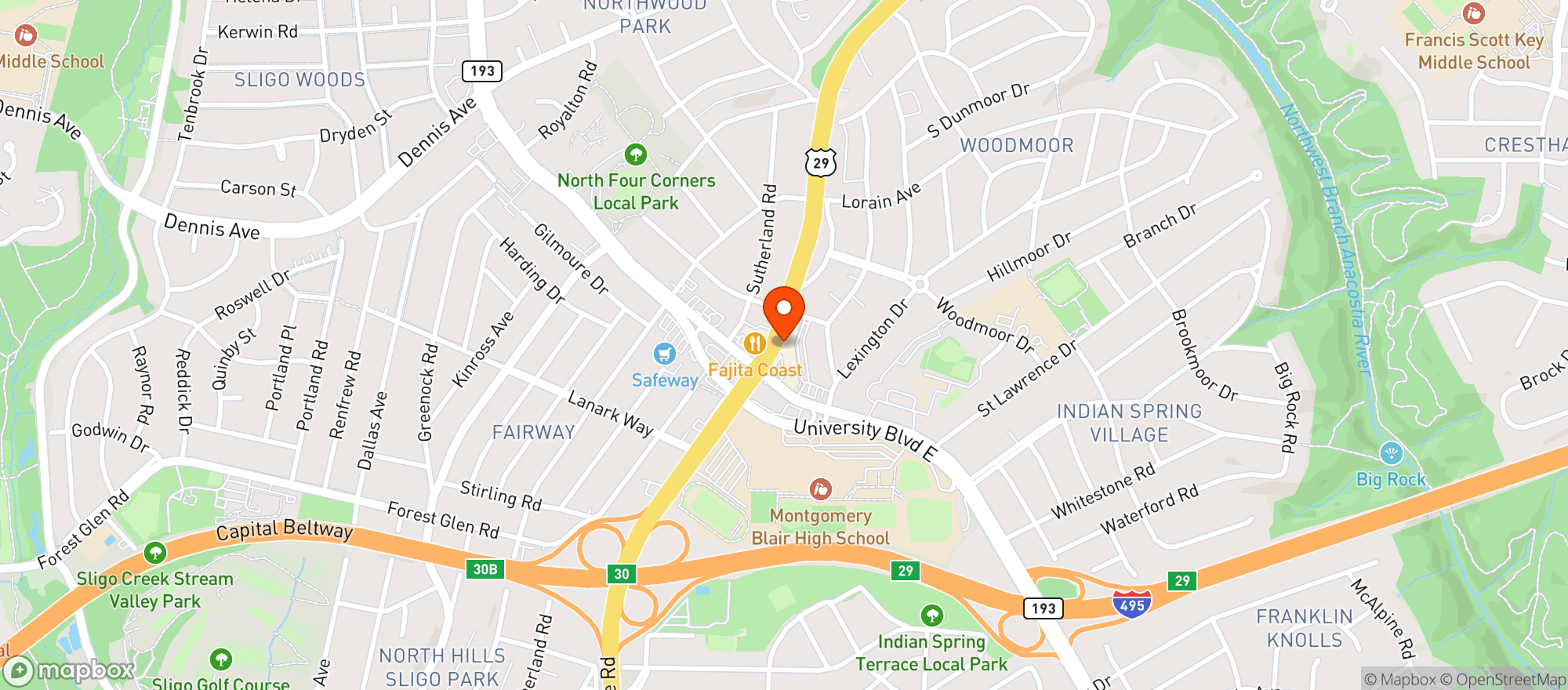 Map showing Woodmoor Supermarket