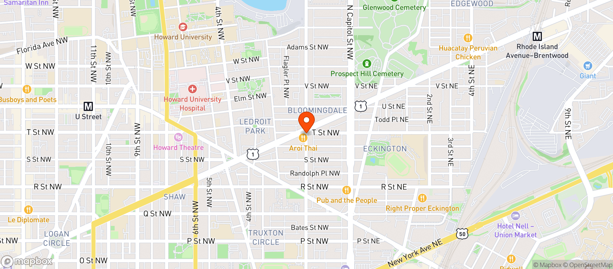 Map showing Bloomingdale Liquors