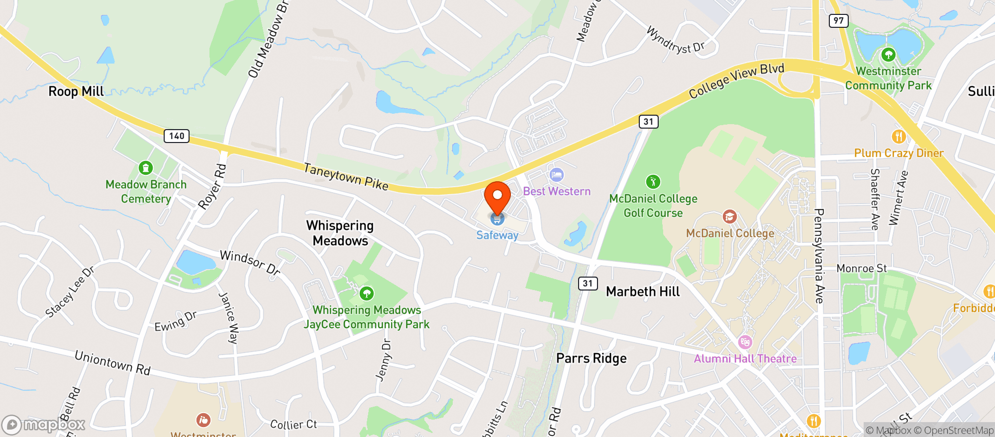 Map showing College Square Liquors