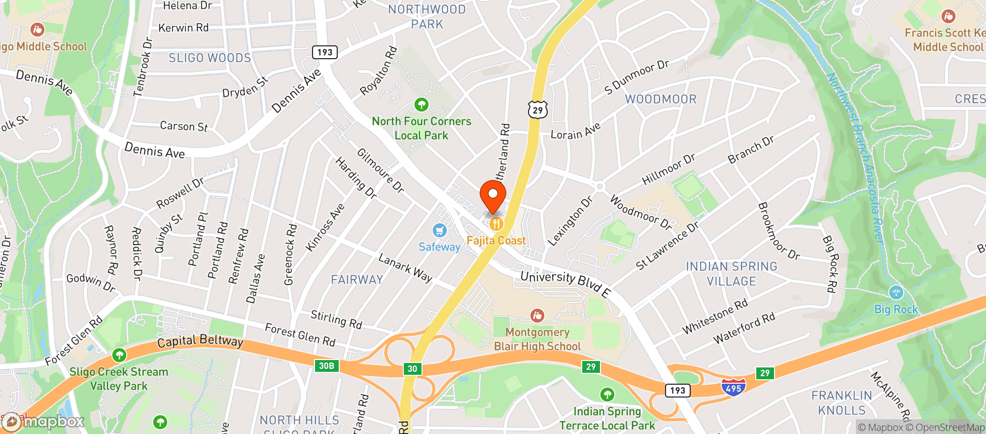 Map showing The 4 Corners Pub