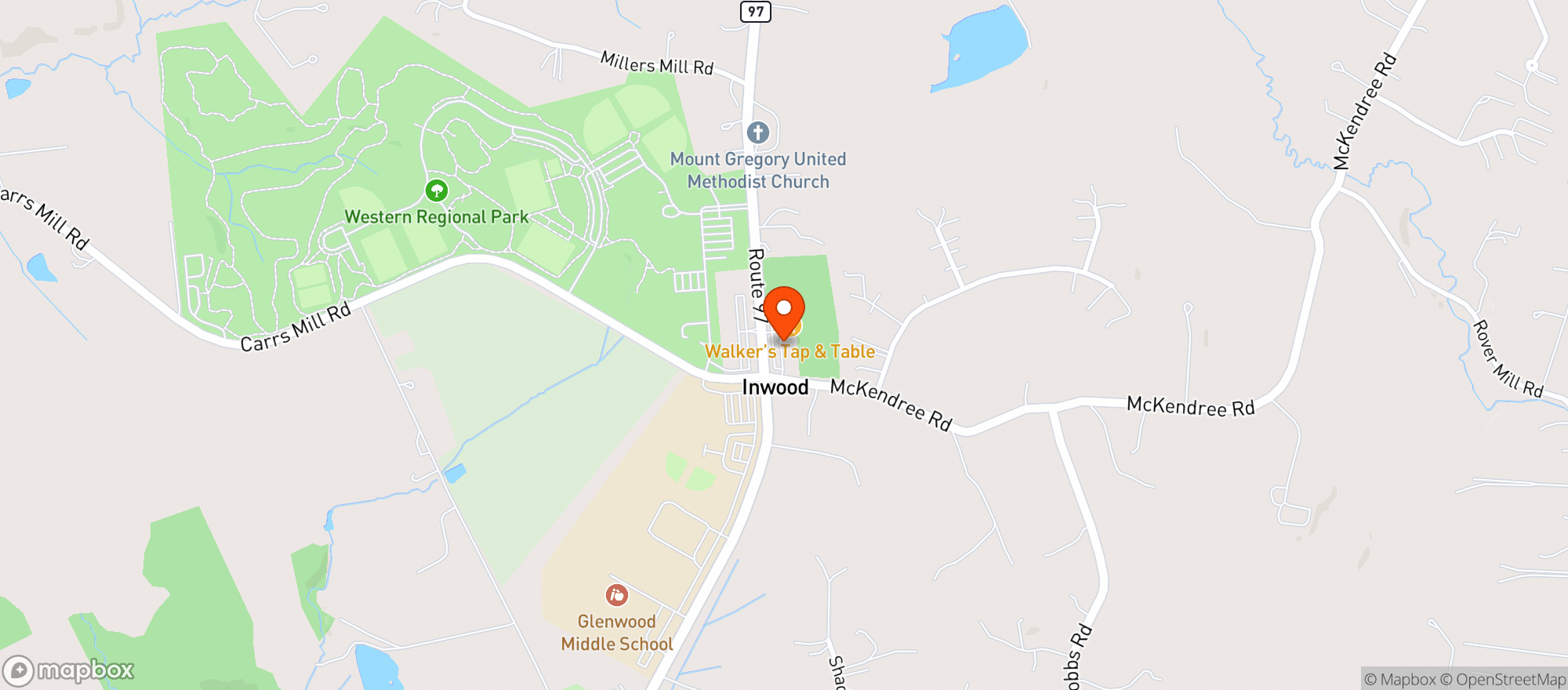 Map showing Glenwood Wine Spirit