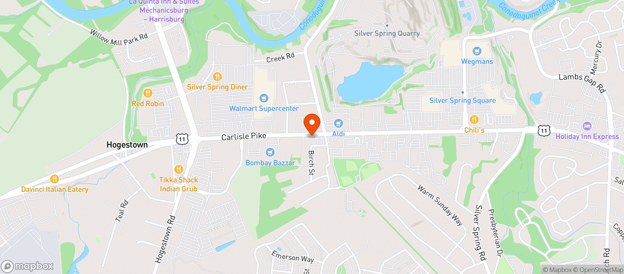 Map showing Silver Spring Beverage