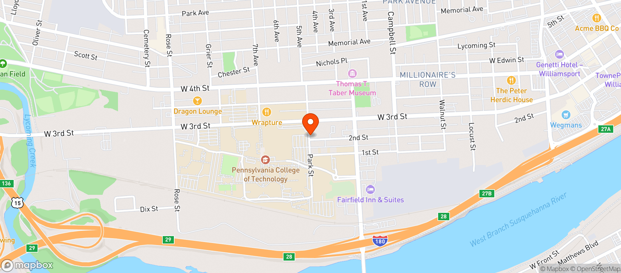 Map showing Kimball's Pub
