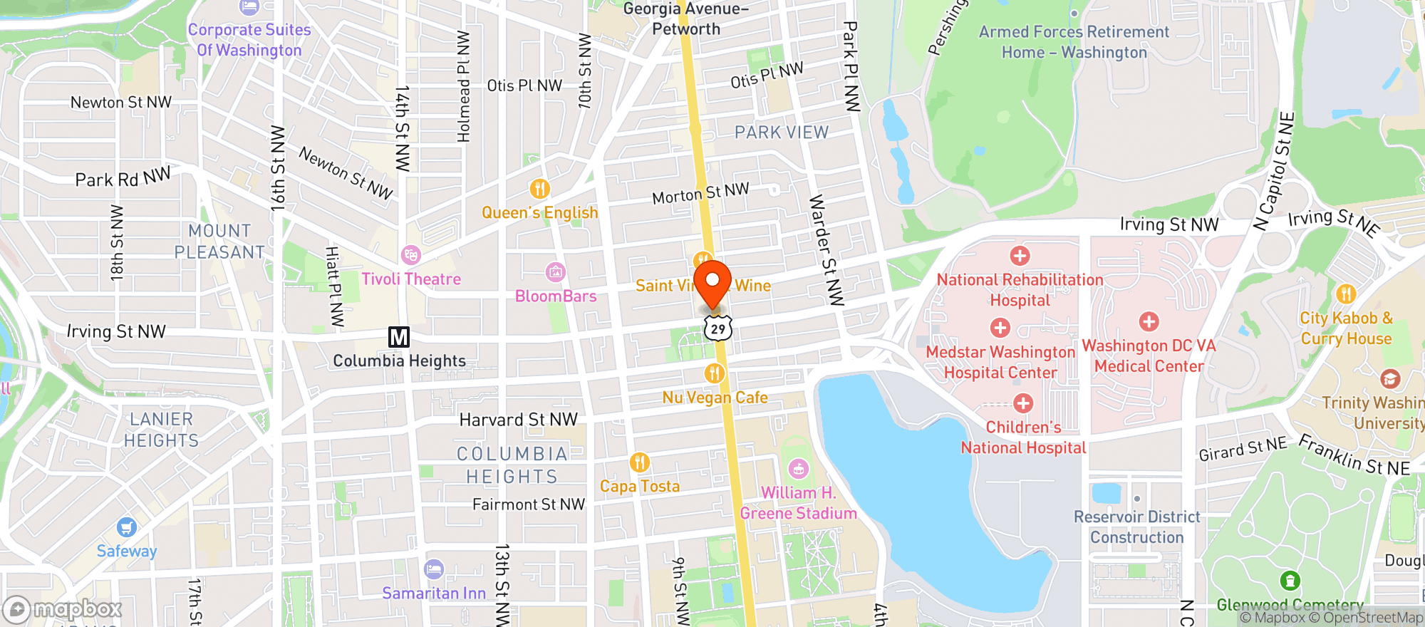 Map showing Sonny's Square Pie/No Kisses