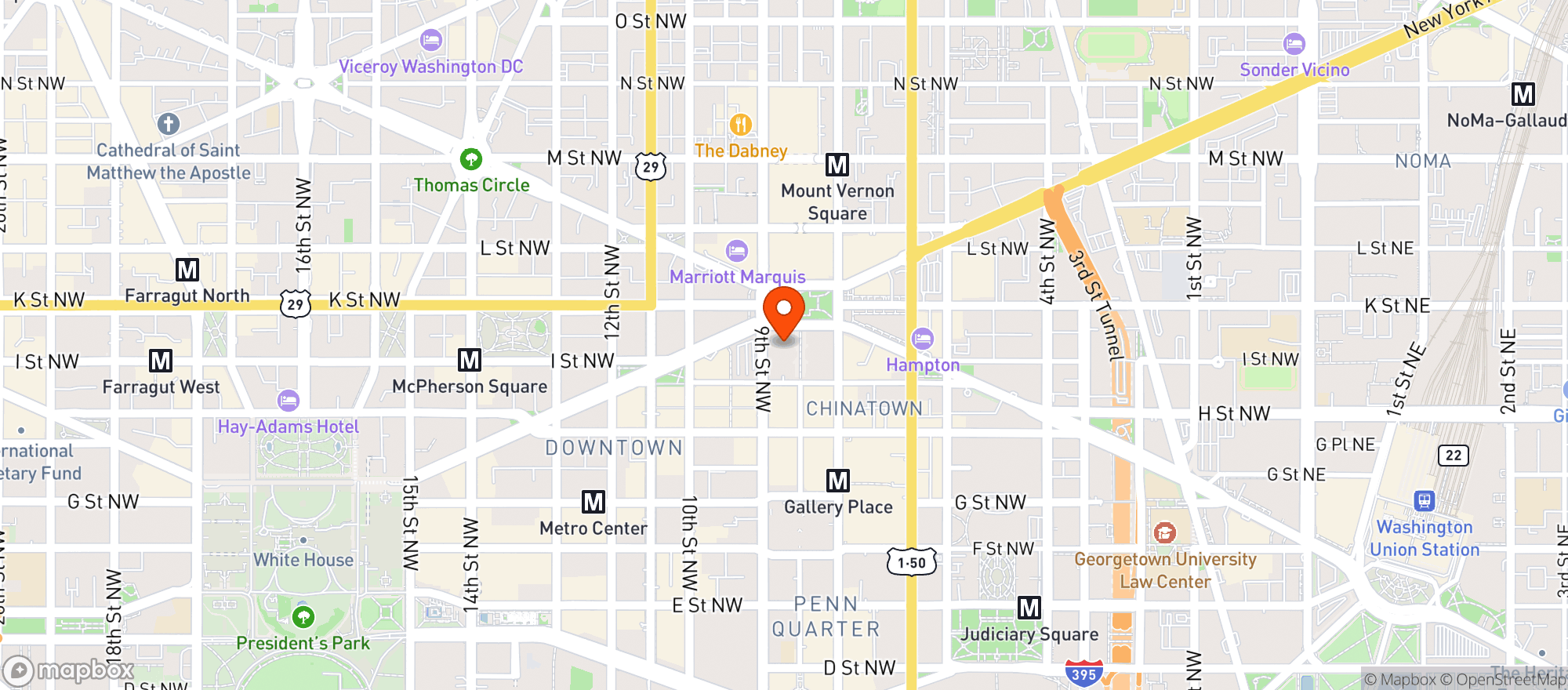 Map showing The Westin Washington Dc Downtown