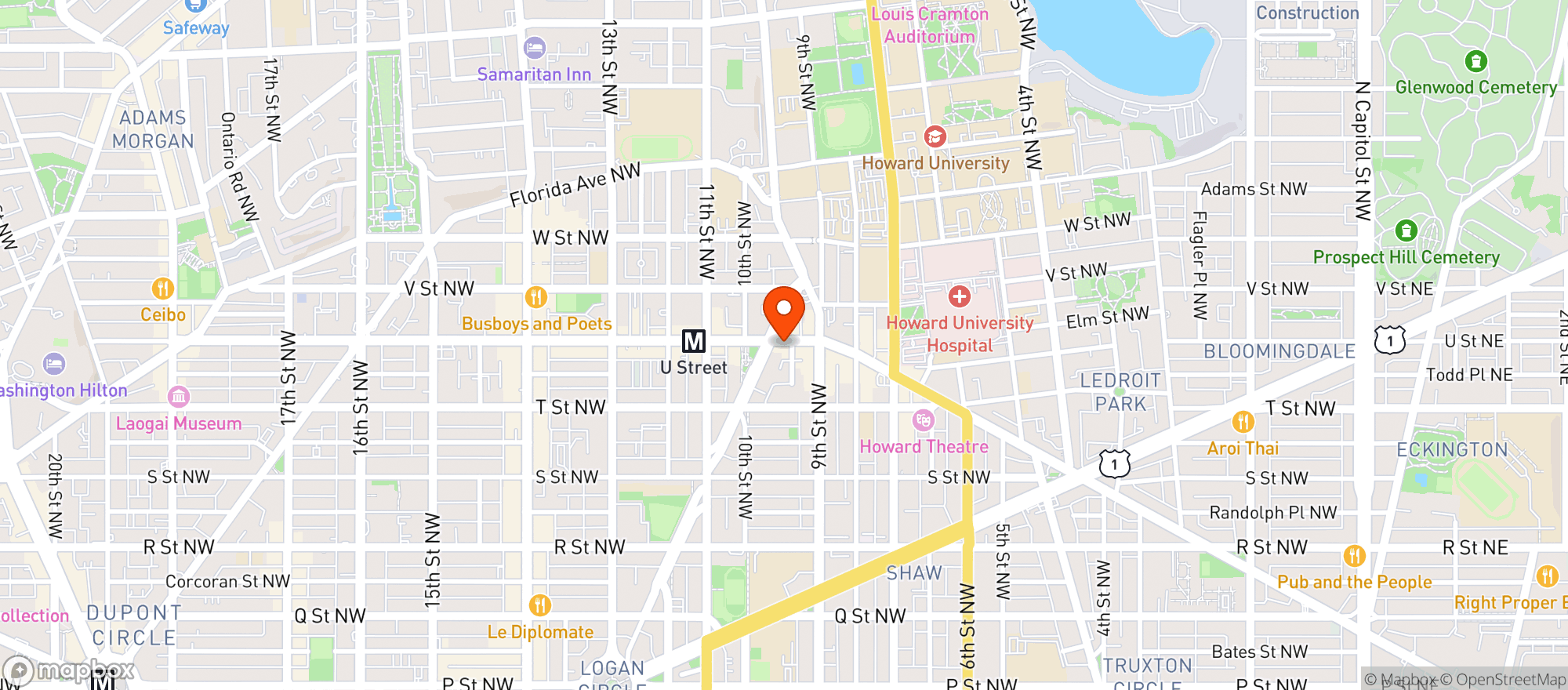 Map showing Service Bar