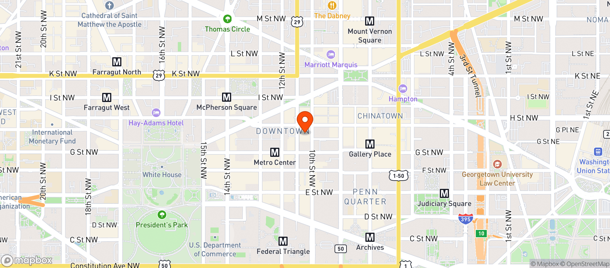 Map showing Grand Hyatt Washington