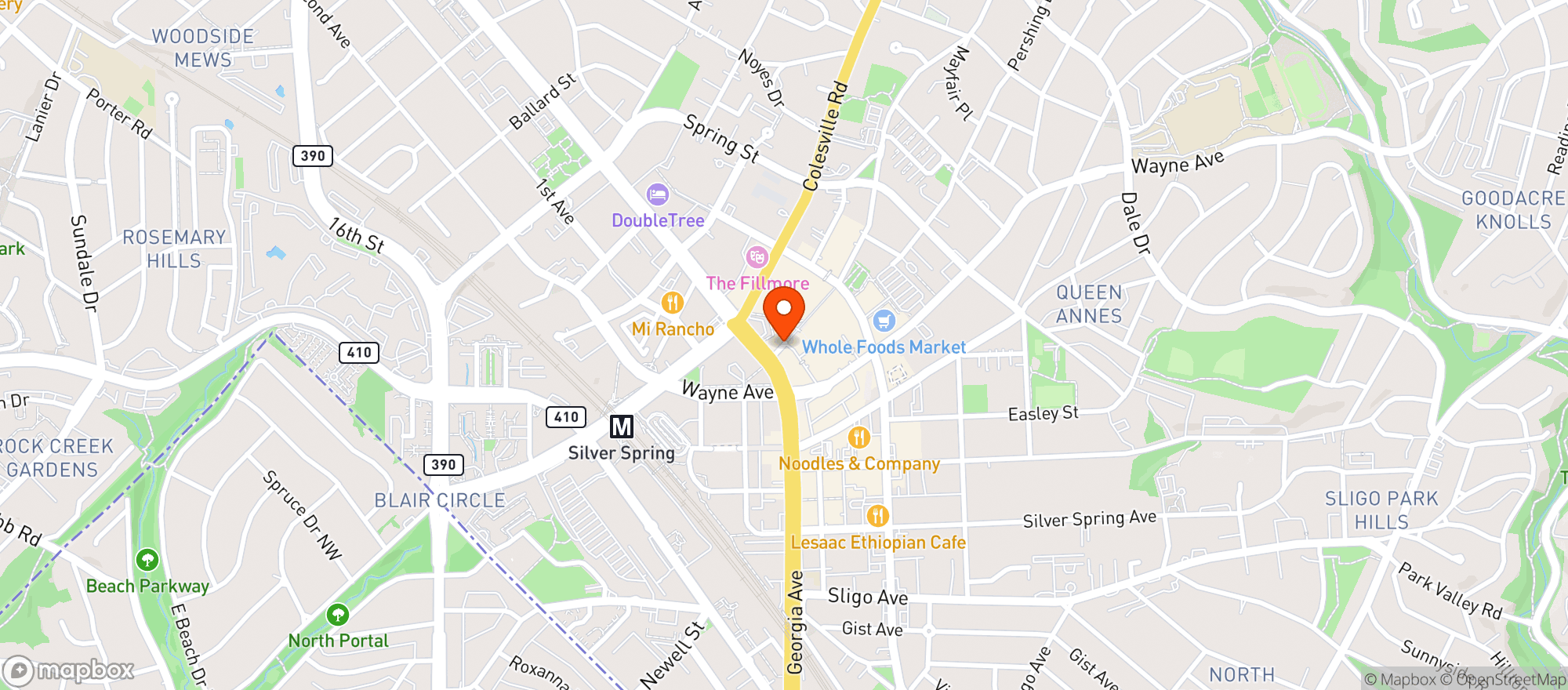 Map showing Dog Haus Biergarten Silver Spring