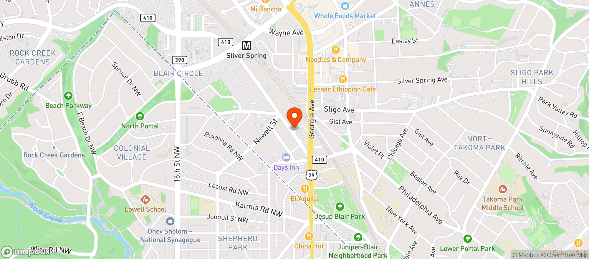 Map showing Veridian Market & Wine
