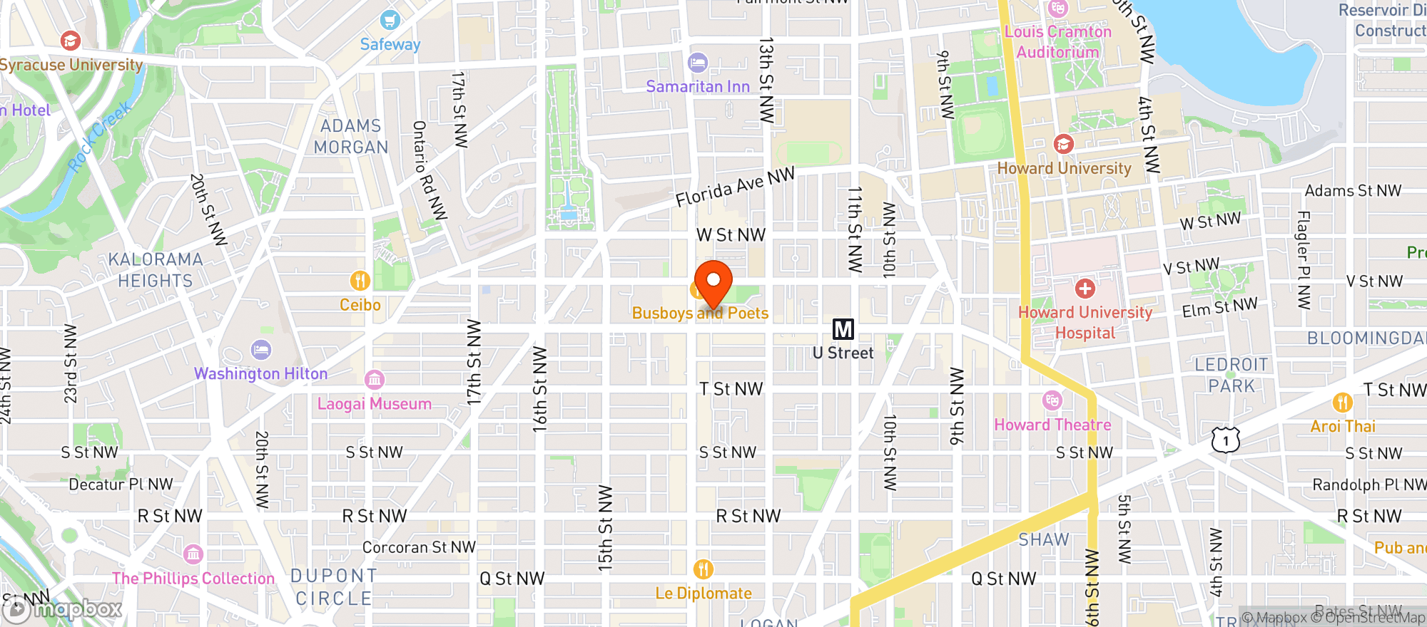 Map showing Lucky Pollo