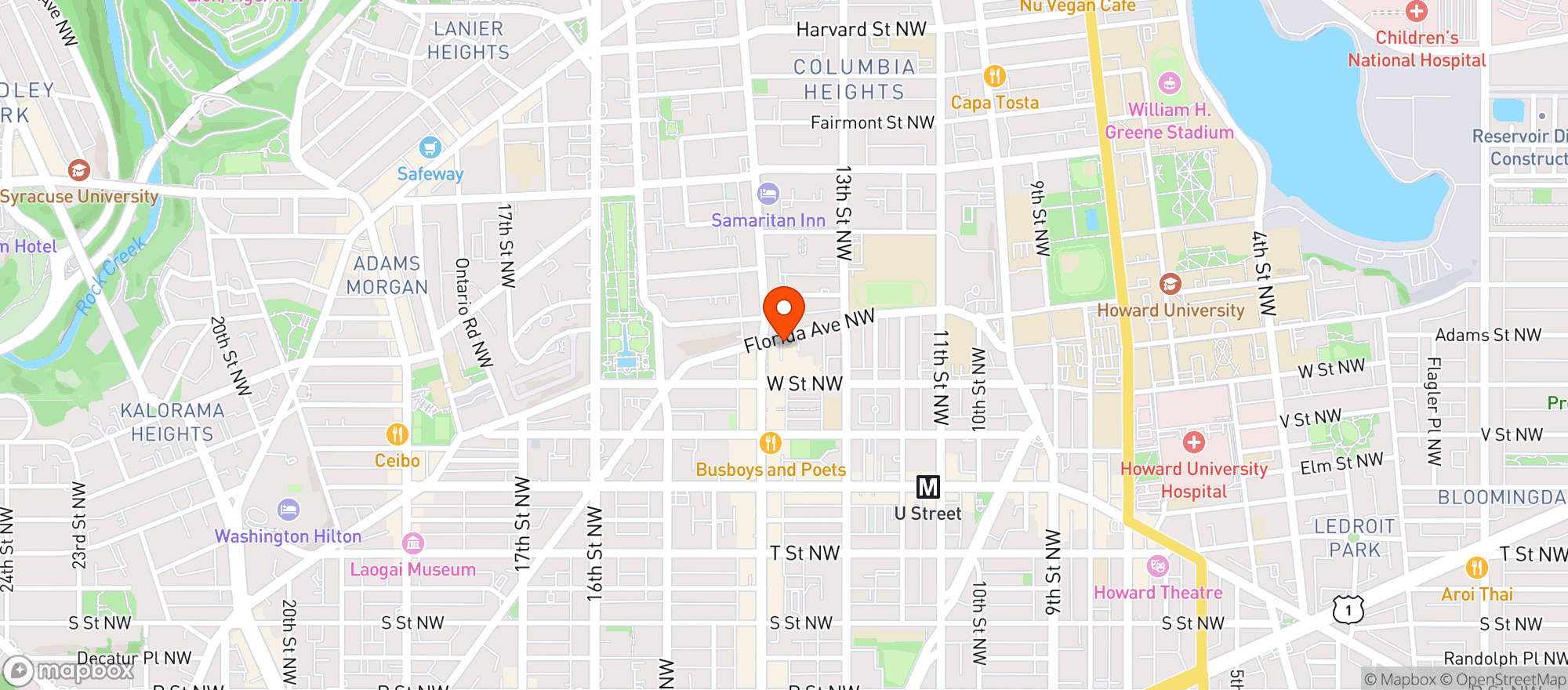 Map showing Franklin Hall