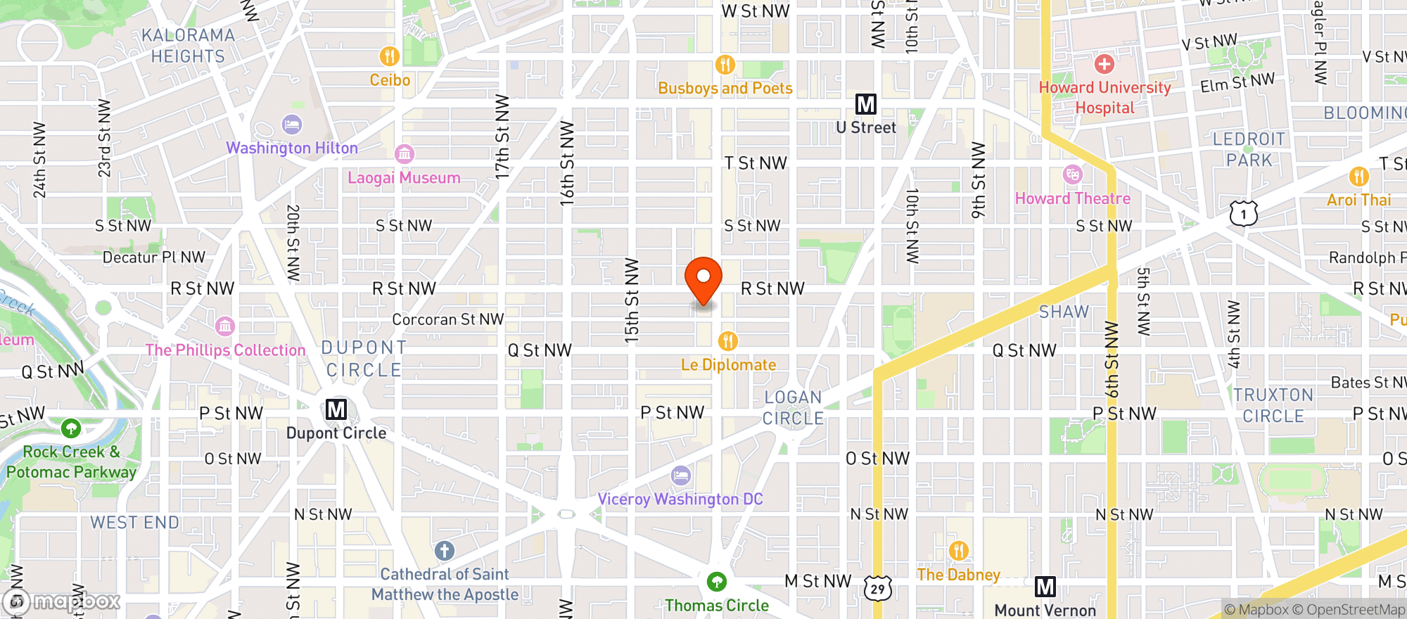 Map showing Barcelona Restaurant & Wine Bar