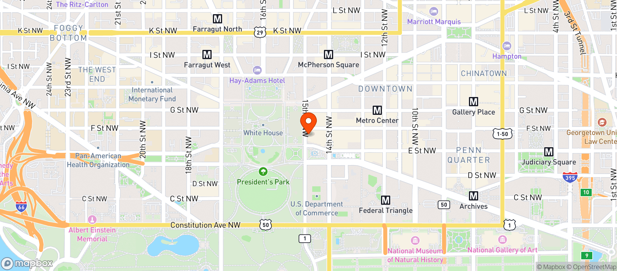 Map showing Hotel Washington