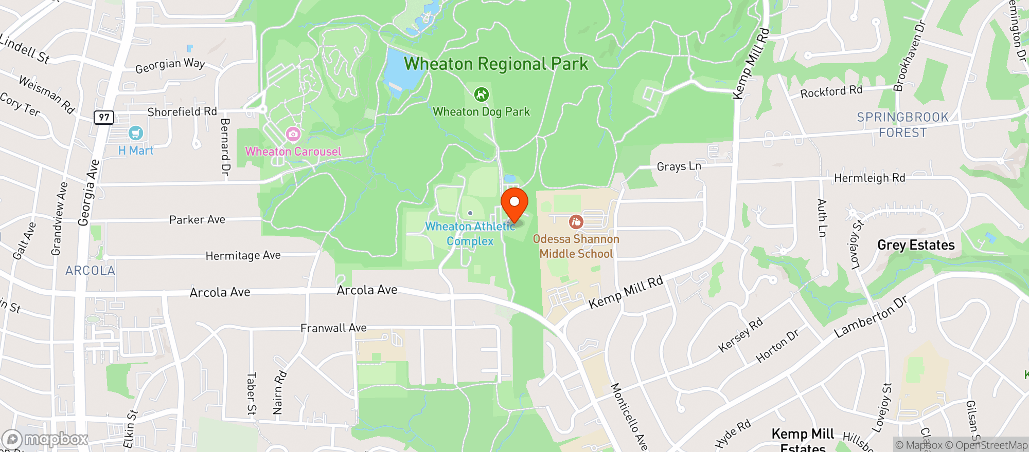 Map showing Wheaton Ice Rink