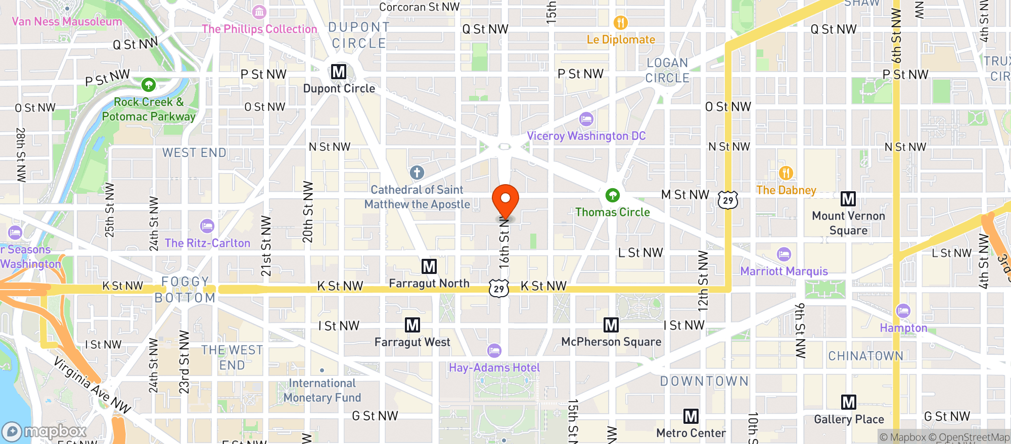 Map showing The University Club Of Washington Dc