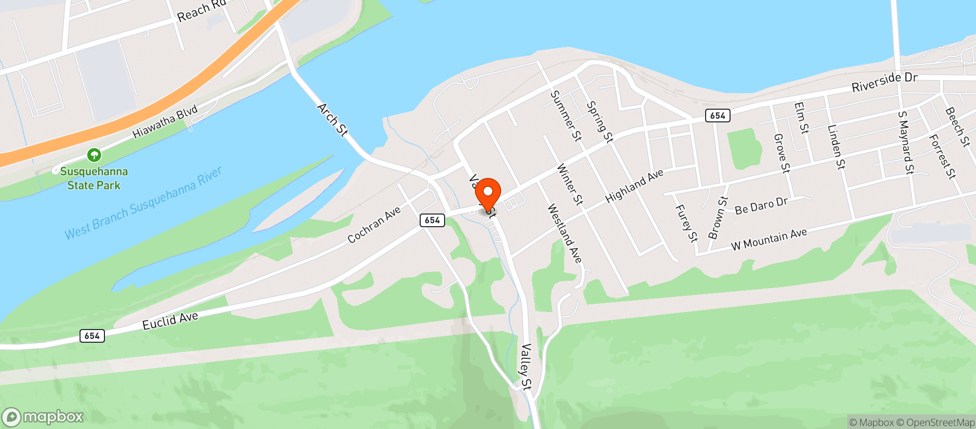 Map showing Valley Inn