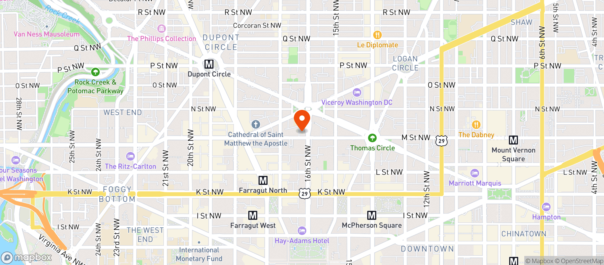 Map showing The Jefferson Hotel